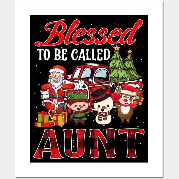 Blessed To Be Called Aunt Christmas Buffalo Plaid Truck Wall Art by intelus